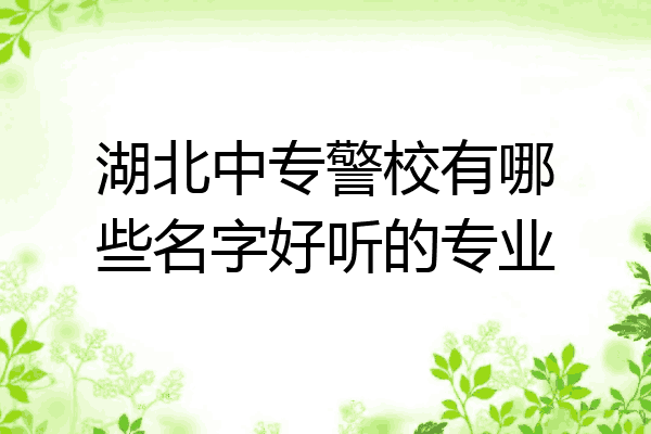 湖北中专警校有哪些名字好听的专业