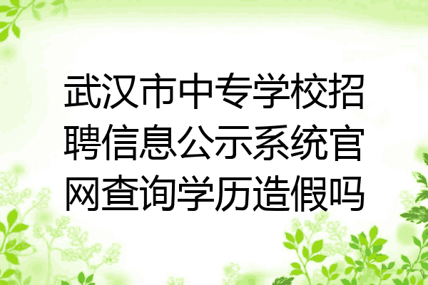 武汉市中专学校招聘信息公示系统官网查询学历造假吗