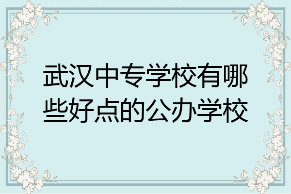 武汉中专学校有哪些好点的公办学校