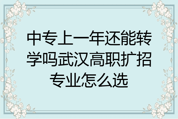 中专上一年还能转学吗武汉高职扩招专业怎么选