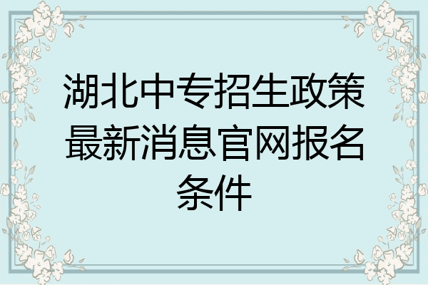 湖北中专招生政策最新消息官网报名条件