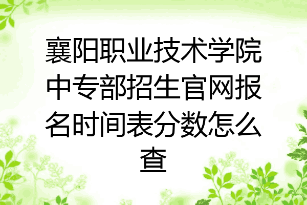 襄阳职业技术学院中专部招生官网报名时间表分数怎么查