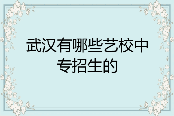 武汉有哪些艺校中专招生的