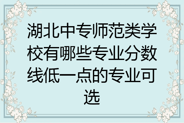 湖北中专师范类学校有哪些专业分数线低一点的专业可选