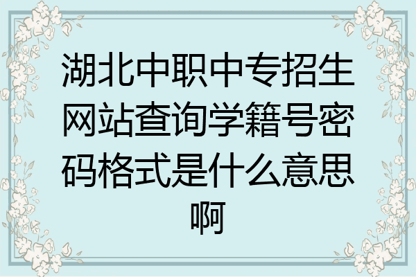 湖北中职中专招生网站查询学籍号密码格式是什么意思啊
