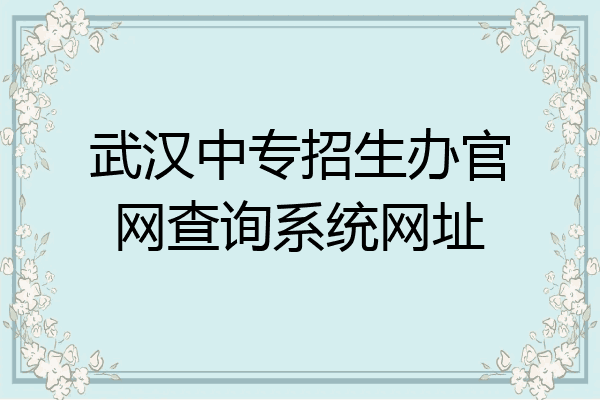 武汉中专招生办官网查询系统网址
