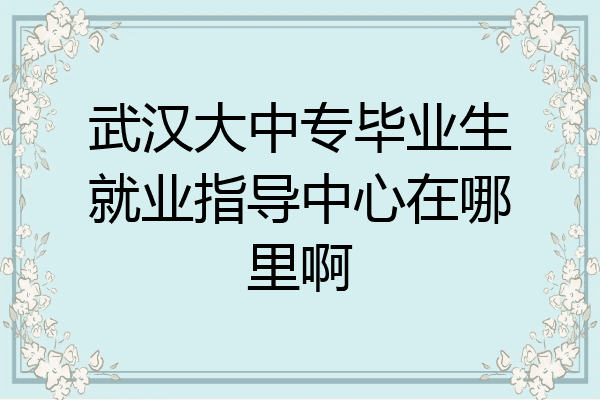 武汉大中专毕业生就业指导中心在哪里啊