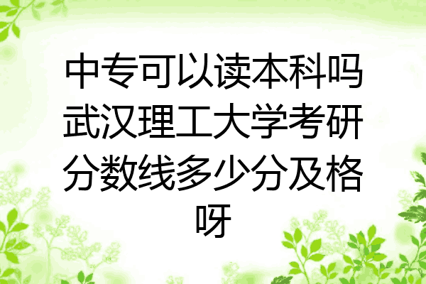 中专可以读本科吗武汉理工大学考研分数线多少分及格呀