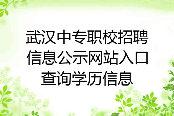 武汉中专职校招聘信息公示网站入口查询学历信息