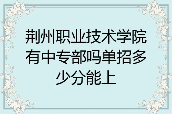 荆州职业技术学院有中专部吗单招多少分能上