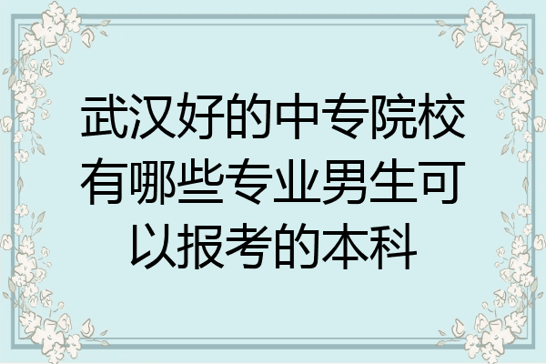武汉好的中专院校有哪些专业男生可以报考的本科
