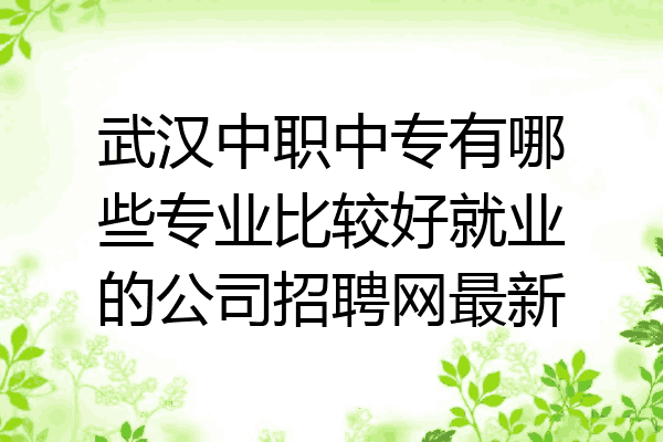 武汉中职中专有哪些专业比较好就业的公司招聘网最新