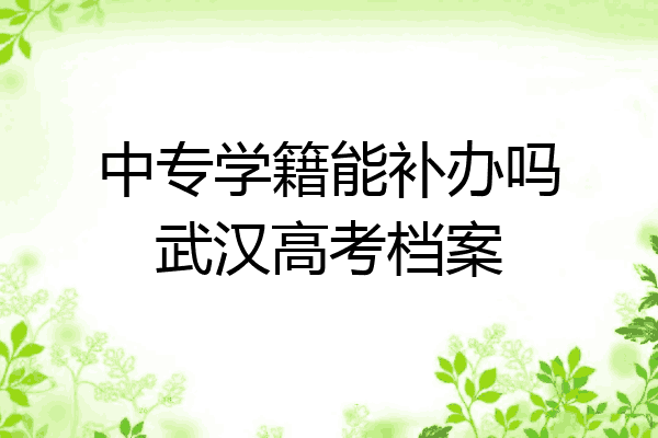 中专学籍能补办吗武汉高考档案