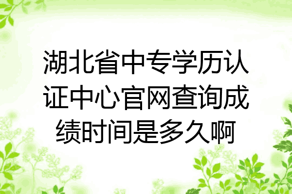 湖北省中专学历认证中心官网查询成绩时间是多久啊