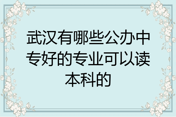 武汉有哪些公办中专好的专业可以读本科的