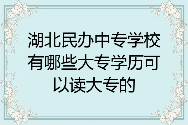 湖北民办中专学校有哪些大专学历可以读大专的