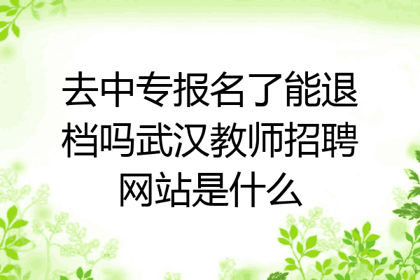 去中专报名了能退档吗武汉教师招聘网站是什么