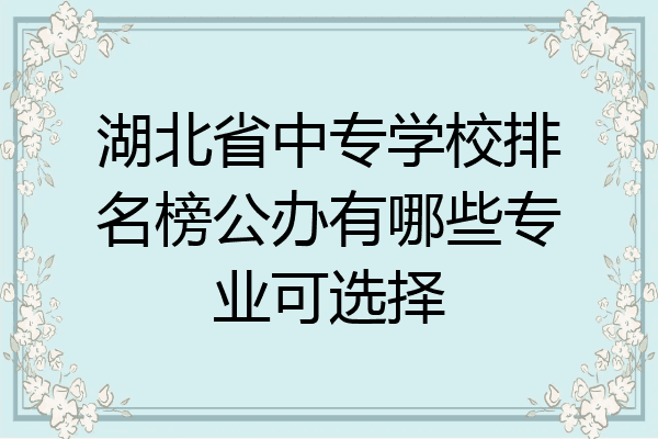 湖北省中专学校排名榜公办有哪些专业可选择