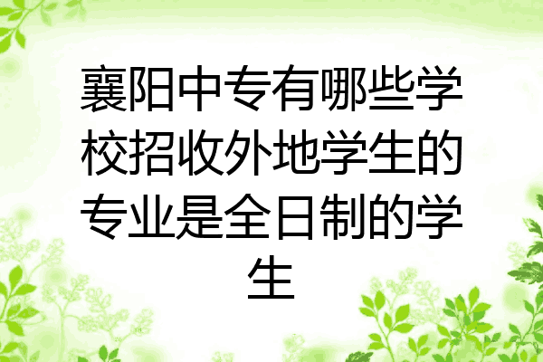 襄阳中专有哪些学校招收外地学生的专业是全日制的学生