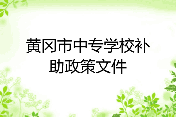 黄冈市中专学校补助政策文件