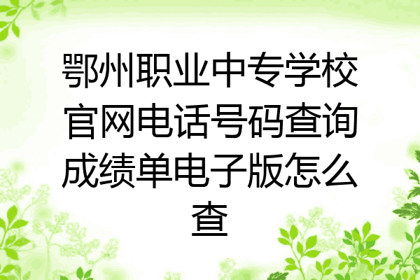 鄂州职业中专学校官网电话号码查询成绩单电子版怎么查