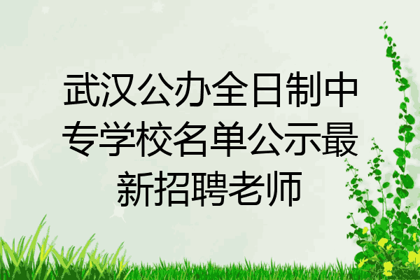 武汉公办全日制中专学校名单公示最新招聘老师