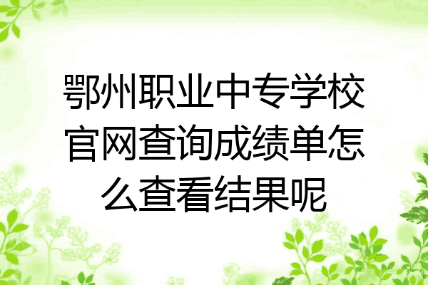 鄂州职业中专学校官网查询成绩单怎么查看结果呢