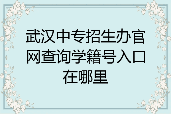 武汉中专招生办官网查询学籍号入口在哪里