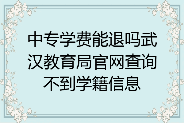 中专学费能退吗武汉教育局官网查询不到学籍信息