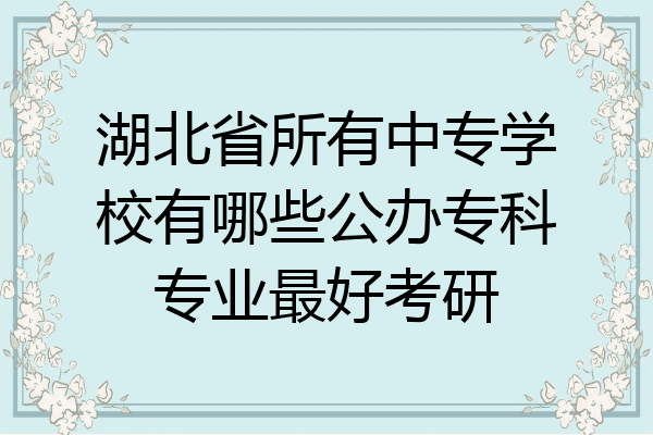 湖北省所有中专学校有哪些公办专科专业最好考研