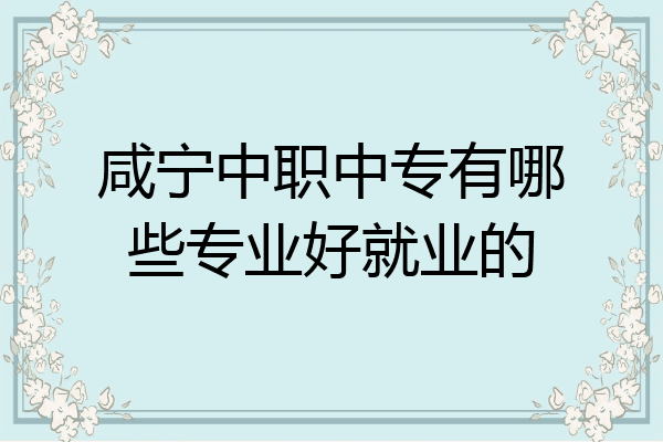 咸宁中职中专有哪些专业好就业的