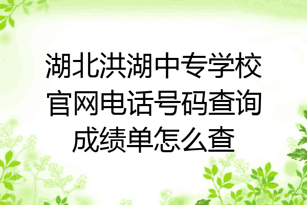 湖北洪湖中专学校官网电话号码查询成绩单怎么查