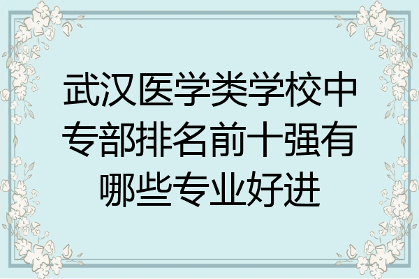 武汉医学类学校中专部排名前十强有哪些专业好进