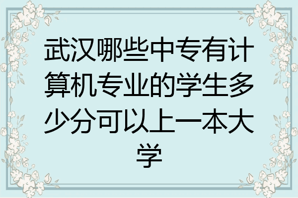 武汉哪些中专有计算机专业的学生多少分可以上一本大学