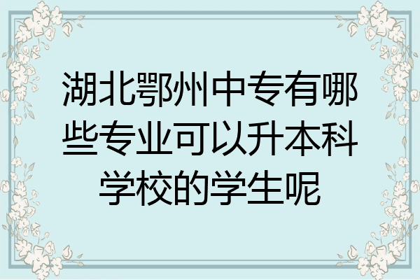 湖北鄂州中专有哪些专业可以升本科学校的学生呢