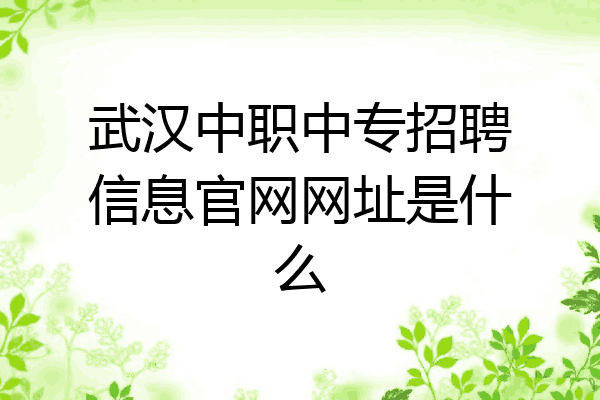 武汉中职中专招聘信息官网网址是什么