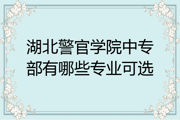 湖北警官学院中专部有哪些专业可选