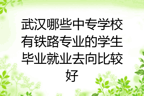 武汉哪些中专学校有铁路专业的学生毕业就业去向比较好