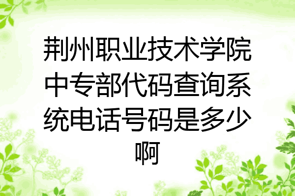荆州职业技术学院中专部代码查询系统电话号码是多少啊