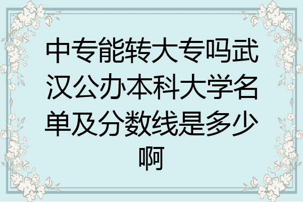 中专能转大专吗武汉公办本科大学名单及分数线是多少啊