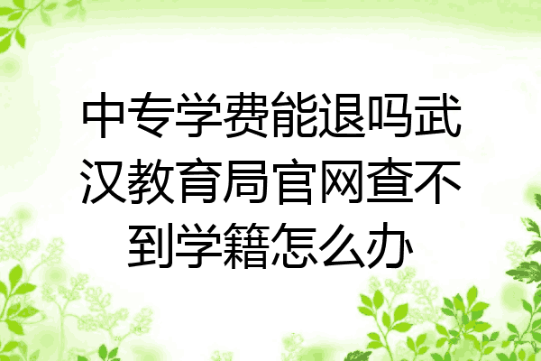 中专学费能退吗武汉教育局官网查不到学籍怎么办