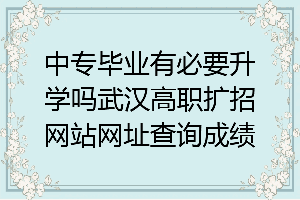 中专毕业有必要升学吗武汉高职扩招网站网址查询成绩