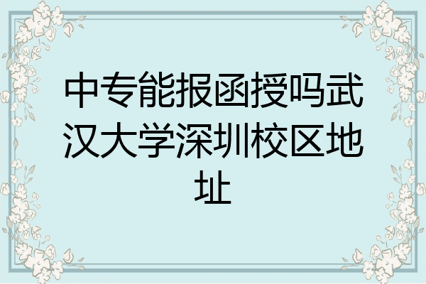 中专能报函授吗武汉大学深圳校区地址