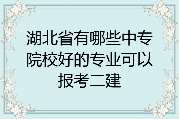 湖北省有哪些中专院校好的专业可以报考二建