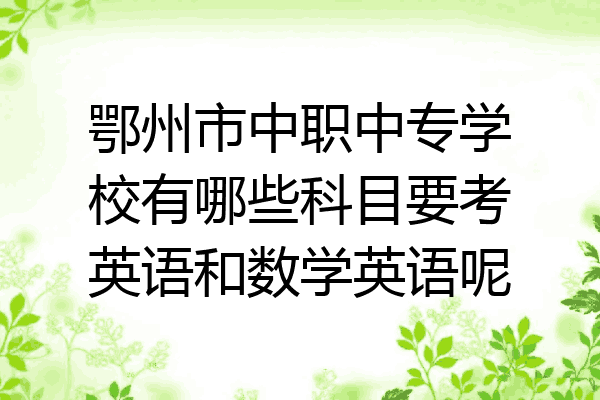 鄂州市中职中专学校有哪些科目要考英语和数学英语呢