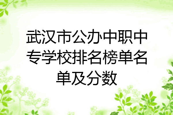 武汉市公办中职中专学校排名榜单名单及分数