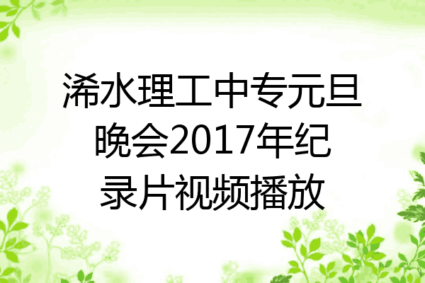 浠水理工中专元旦晚会2017年纪录片视频播放