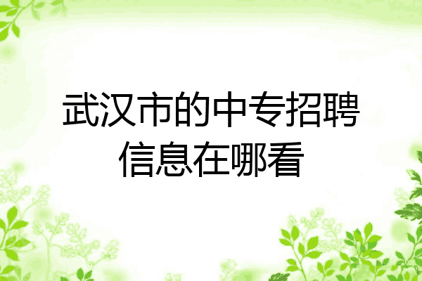 武汉市的中专招聘信息在哪看