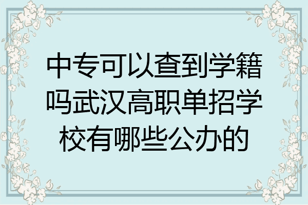中专可以查到学籍吗武汉高职单招学校有哪些公办的