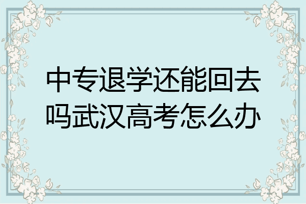 中专退学还能回去吗武汉高考怎么办